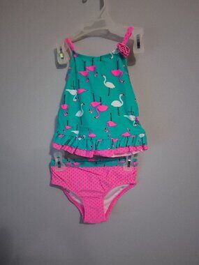 Girls' Flamingo-Print Tankini Swimsuit